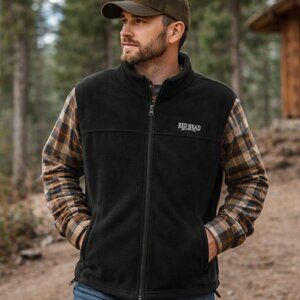 RedHead Fleece Vest Men's Large Black Full Zip Drawcord Pockets Outdoor Hunting